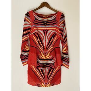 Mara Hoffman Red and Black Patterned Midi Dress